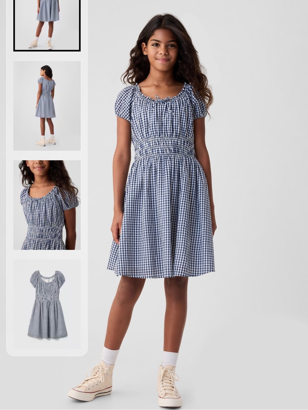 Gap × DÔEN Kids navy gingham checked Dress xs